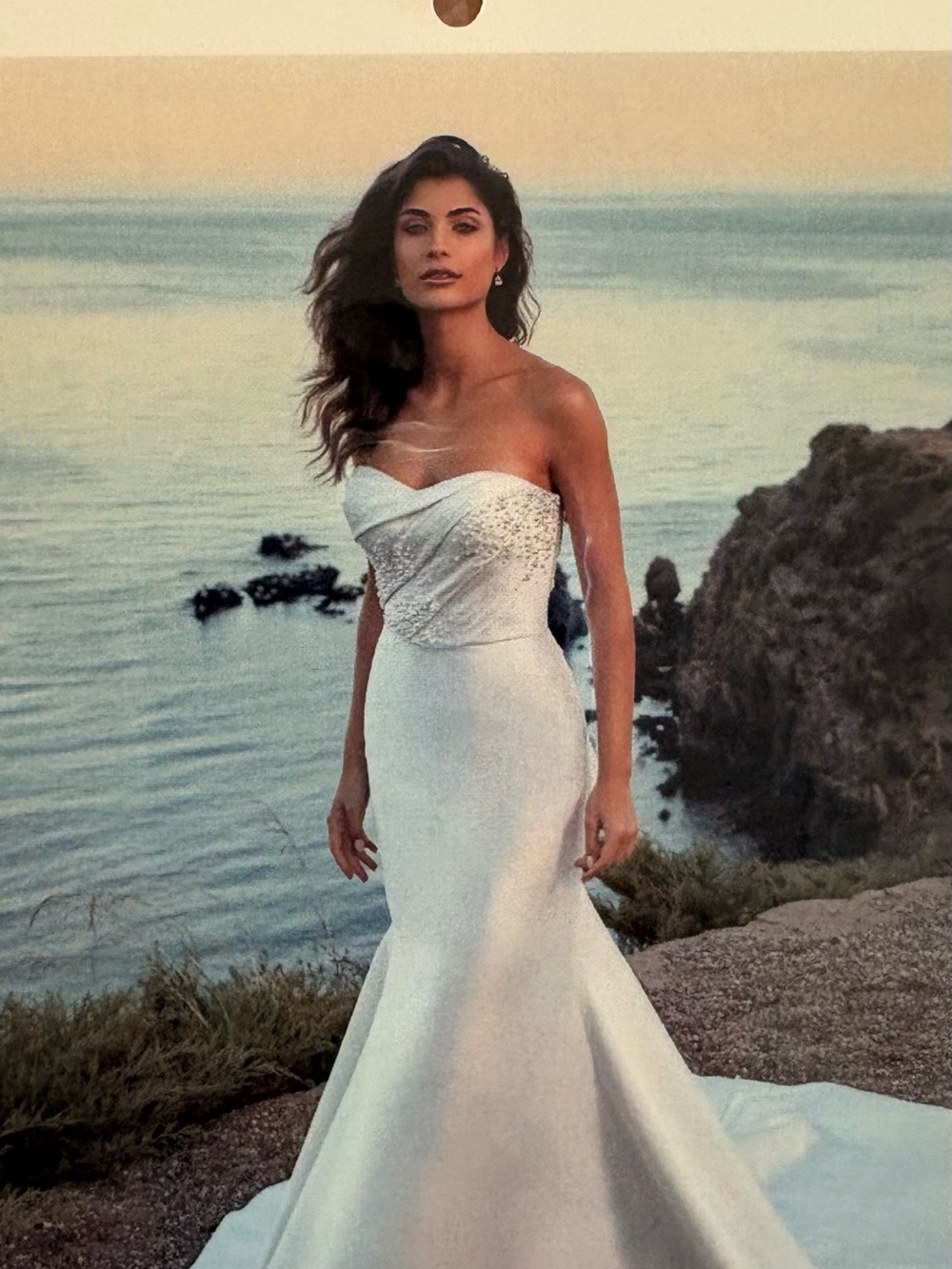 Eddy k, Zayla size 8 , Ivory strapless gown with removable bow